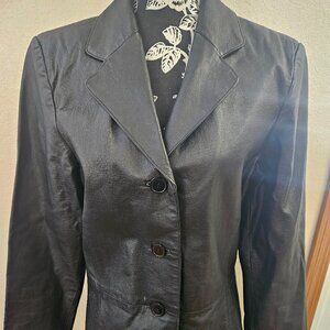 SIZE L TIMOTHY DANIELS Black Leather Coat
